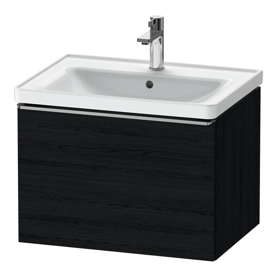 Duravit D-Neo – Έπιπλο Νιπτήρα – 634 mm, 1 συρτάρι, νιπτήρας κέντρο, Stainless steel Brushed – Black oak Matt, Decor (DE4254070160000)