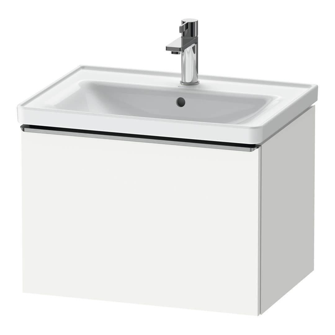 Duravit D-Neo – Έπιπλο Νιπτήρα – 634 mm, 1 συρτάρι, νιπτήρας κέντρο, Stainless steel Brushed – White Matt, Decor (DE4254070180000)