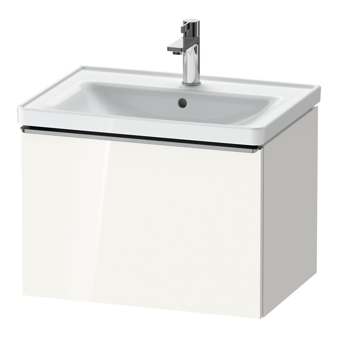Duravit D-Neo – Έπιπλο Νιπτήρα – 634 mm, 1 συρτάρι, νιπτήρας κέντρο, Stainless steel Brushed – White High Gloss, Decor (DE4254070220000)