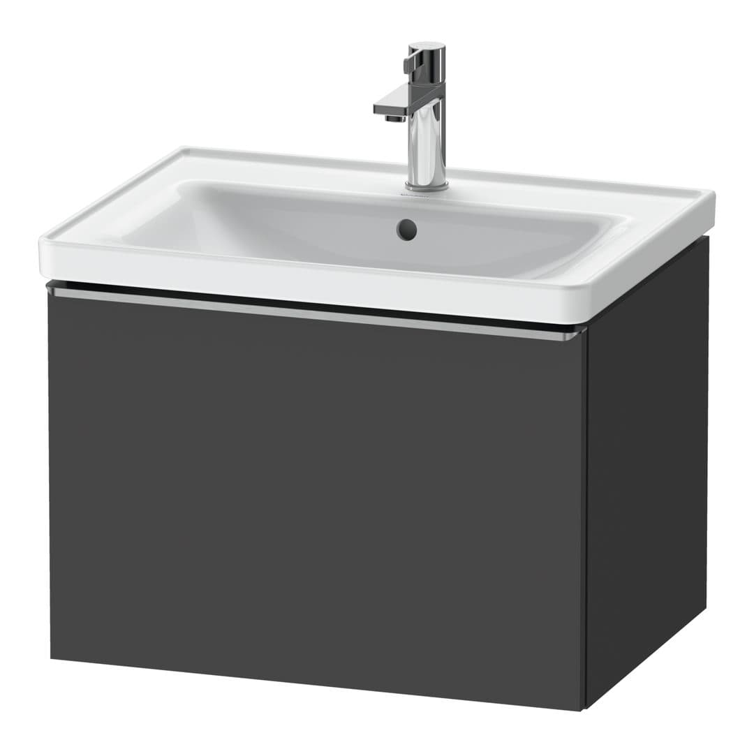 Duravit D-Neo – Έπιπλο Νιπτήρα – 634 mm, 1 συρτάρι, νιπτήρας κέντρο, Stainless steel Brushed – Graphite Matt, Decor (DE4254070490000)