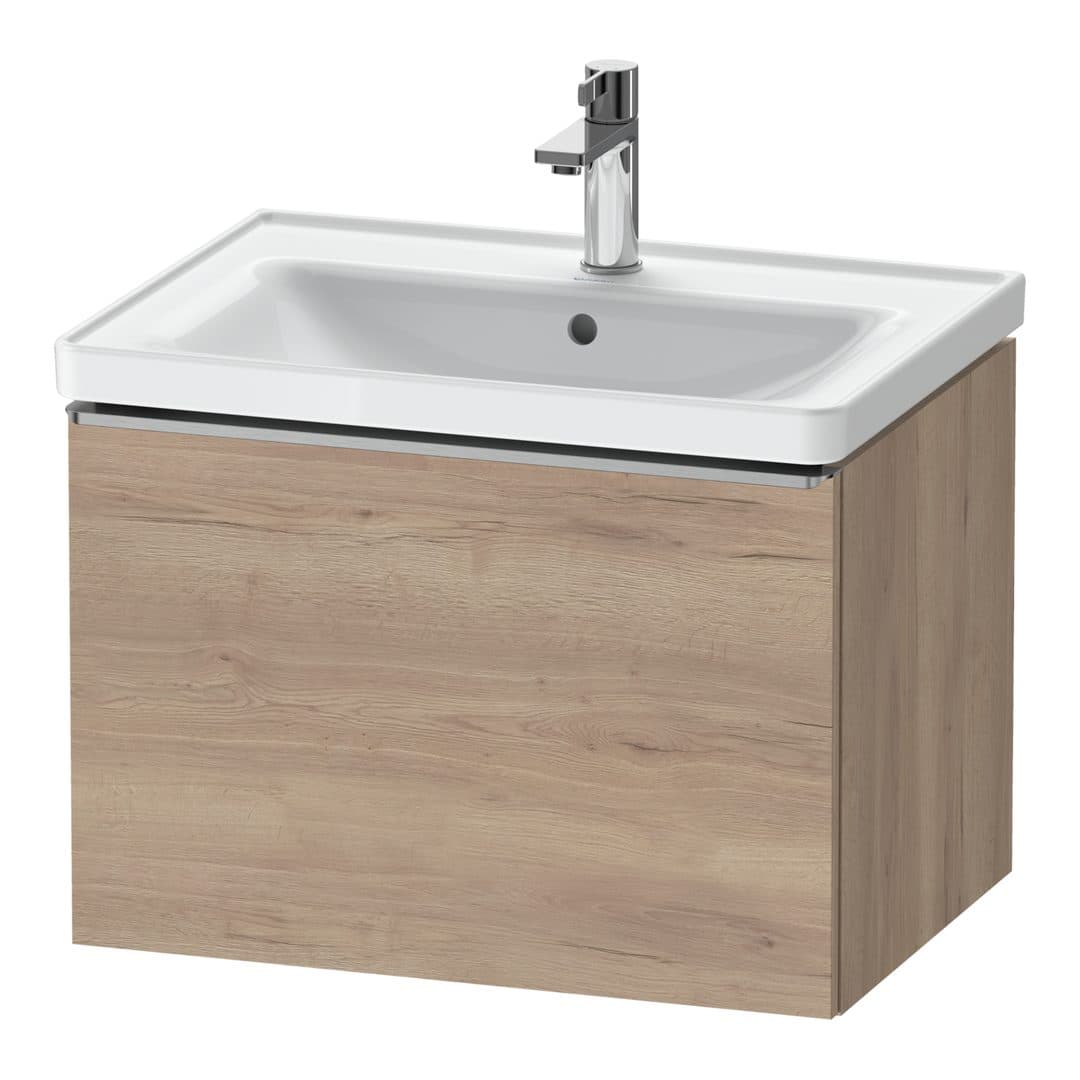 Duravit D-Neo – Έπιπλο Νιπτήρα – 634 mm, 1 συρτάρι, νιπτήρας κέντρο, Stainless steel Brushed – Marbled Oak Matt, Decor (DE4254070550000)