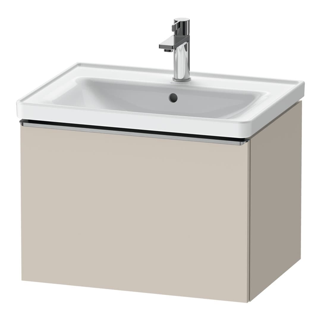 Duravit D-Neo – Έπιπλο Νιπτήρα – 634 mm, 1 συρτάρι, νιπτήρας κέντρο, Stainless steel Brushed – Taupe Matt, Decor (DE4254070910000)