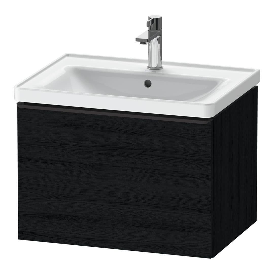 Duravit D-Neo – Έπιπλο Νιπτήρα – 634 mm, 1 συρτάρι, νιπτήρας κέντρο, Diamond black Matt – Black oak Matt, Decor (DE42540BD160000)
