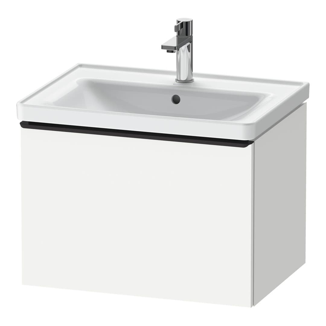 Duravit D-Neo – Έπιπλο Νιπτήρα – 634 mm, 1 συρτάρι, νιπτήρας κέντρο, Diamond black Matt – White Matt, Decor (DE42540BD180000)