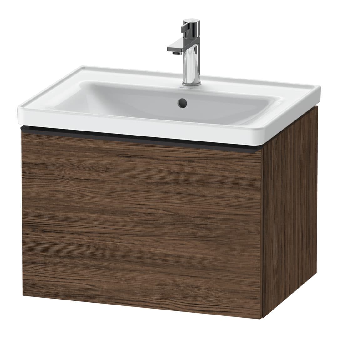 Duravit D-Neo – Έπιπλο Νιπτήρα – 634 mm, 1 συρτάρι, νιπτήρας κέντρο, Diamond black Matt – Walnut dark Matt, Decor (DE42540BD210000)