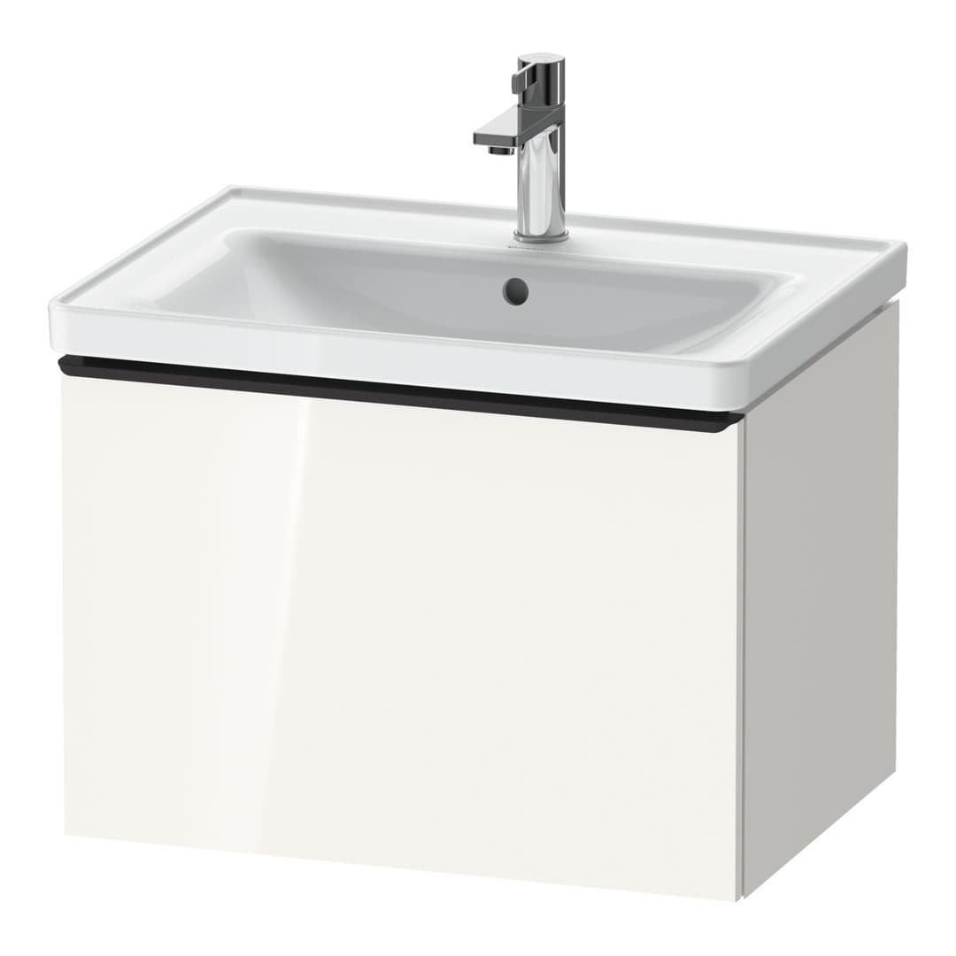 Duravit D-Neo – Έπιπλο Νιπτήρα – 634 mm, 1 συρτάρι, νιπτήρας κέντρο, Diamond black Matt – White High Gloss, Decor (DE42540BD220000)