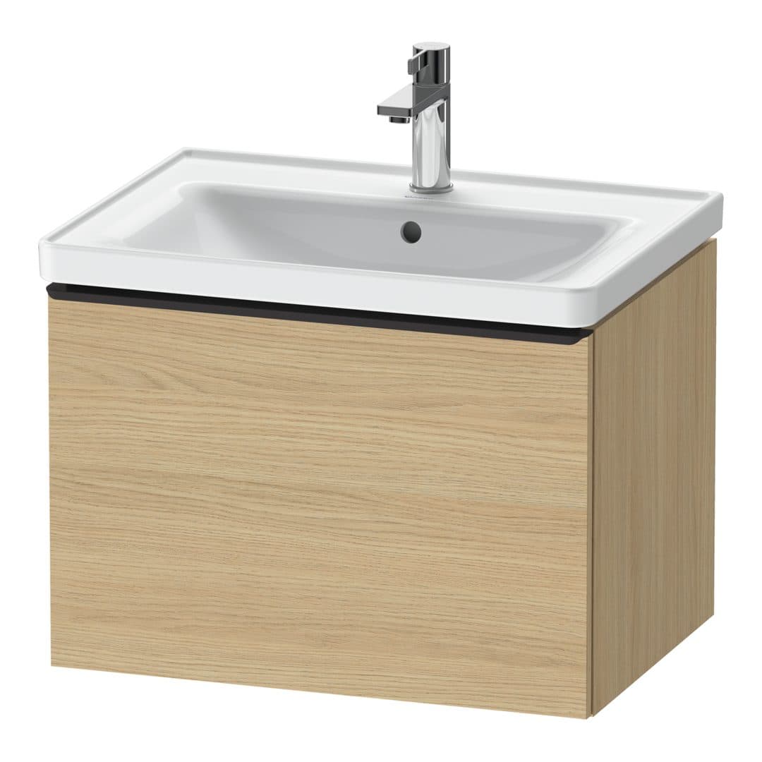 Duravit D-Neo – Έπιπλο Νιπτήρα – 634 mm, 1 συρτάρι, νιπτήρας κέντρο, Diamond black Matt – Natural oak, Decor (DE42540BD300000)