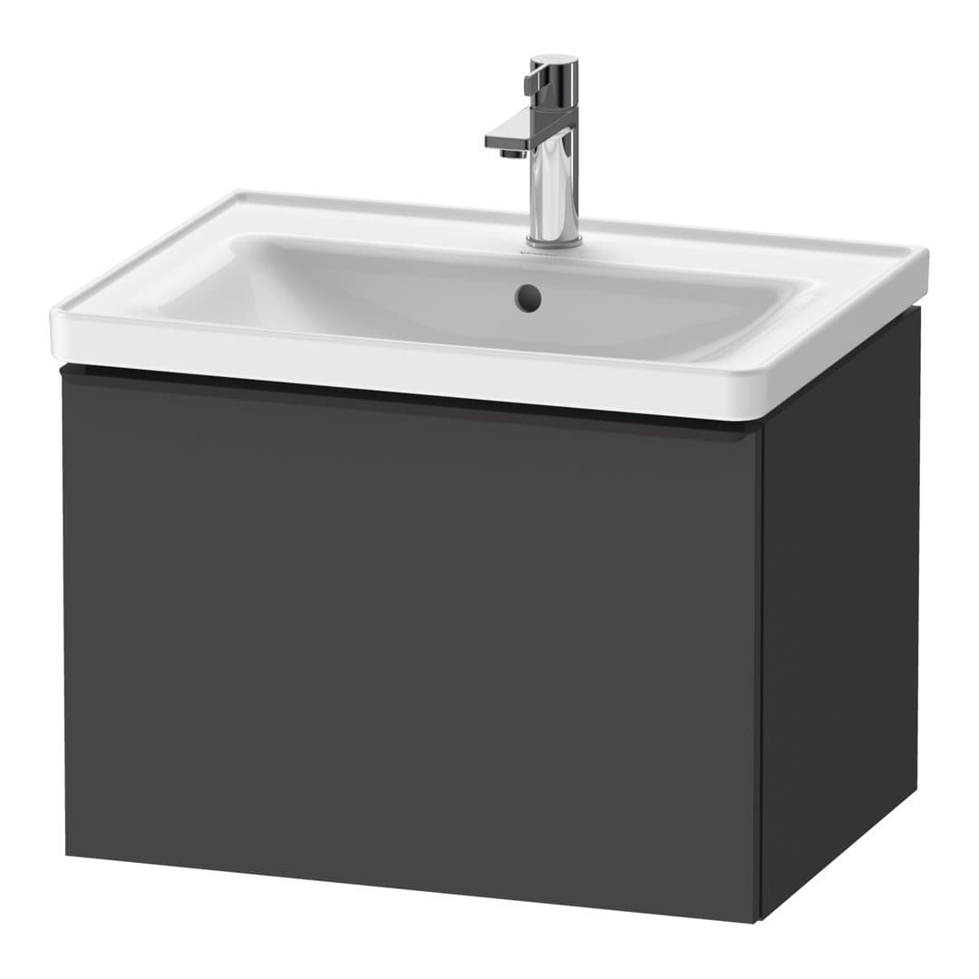 Duravit D-Neo – Έπιπλο Νιπτήρα – 634 mm, 1 συρτάρι, νιπτήρας κέντρο, Diamond black Matt – Graphite Matt, Decor (DE42540BD490000)