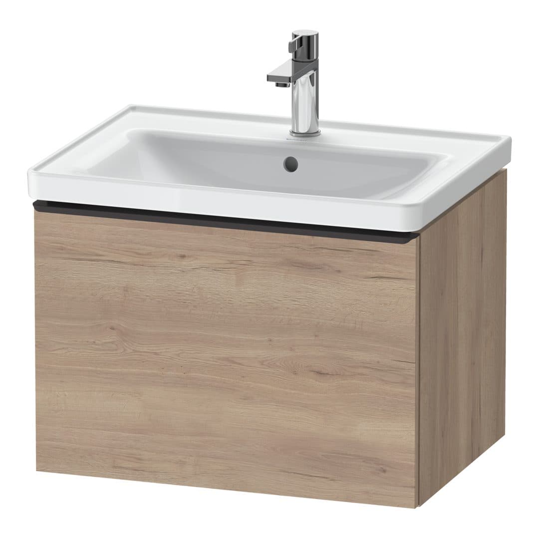 Duravit D-Neo – Έπιπλο Νιπτήρα – 634 mm, 1 συρτάρι, νιπτήρας κέντρο, Diamond black Matt – Marbled Oak Matt, Decor (DE42540BD550000)