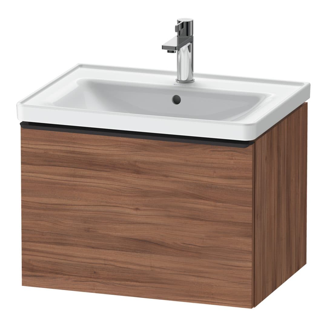 Duravit D-Neo – Έπιπλο Νιπτήρα – 634 mm, 1 συρτάρι, νιπτήρας κέντρο, Diamond black Matt – Walnut Matt, Decor (DE42540BD790000)