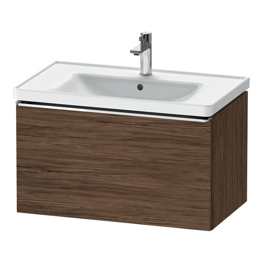 Duravit D-Neo – Έπιπλο Νιπτήρα – 784 mm, 1 συρτάρι, νιπτήρας κέντρο, 784 x 452 x 440 mm, Chrome High Gloss – Walnut dark Matt, Decor (DE4255010210000)