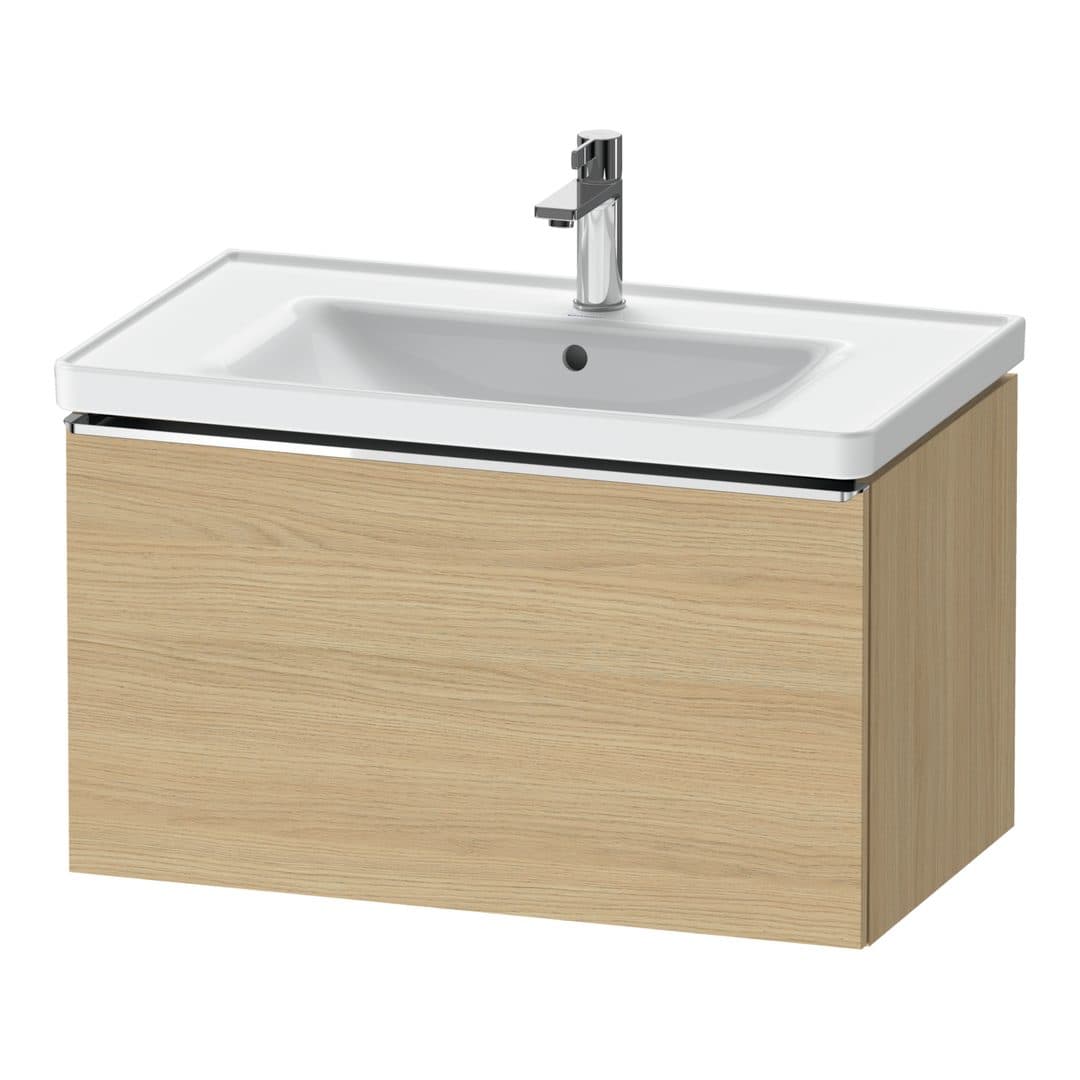 Duravit D-Neo – Έπιπλο Νιπτήρα – 784 mm, 1 συρτάρι, νιπτήρας κέντρο, 784 x 452 x 440 mm, Chrome High Gloss – Natural oak, Decor (DE4255010300000)