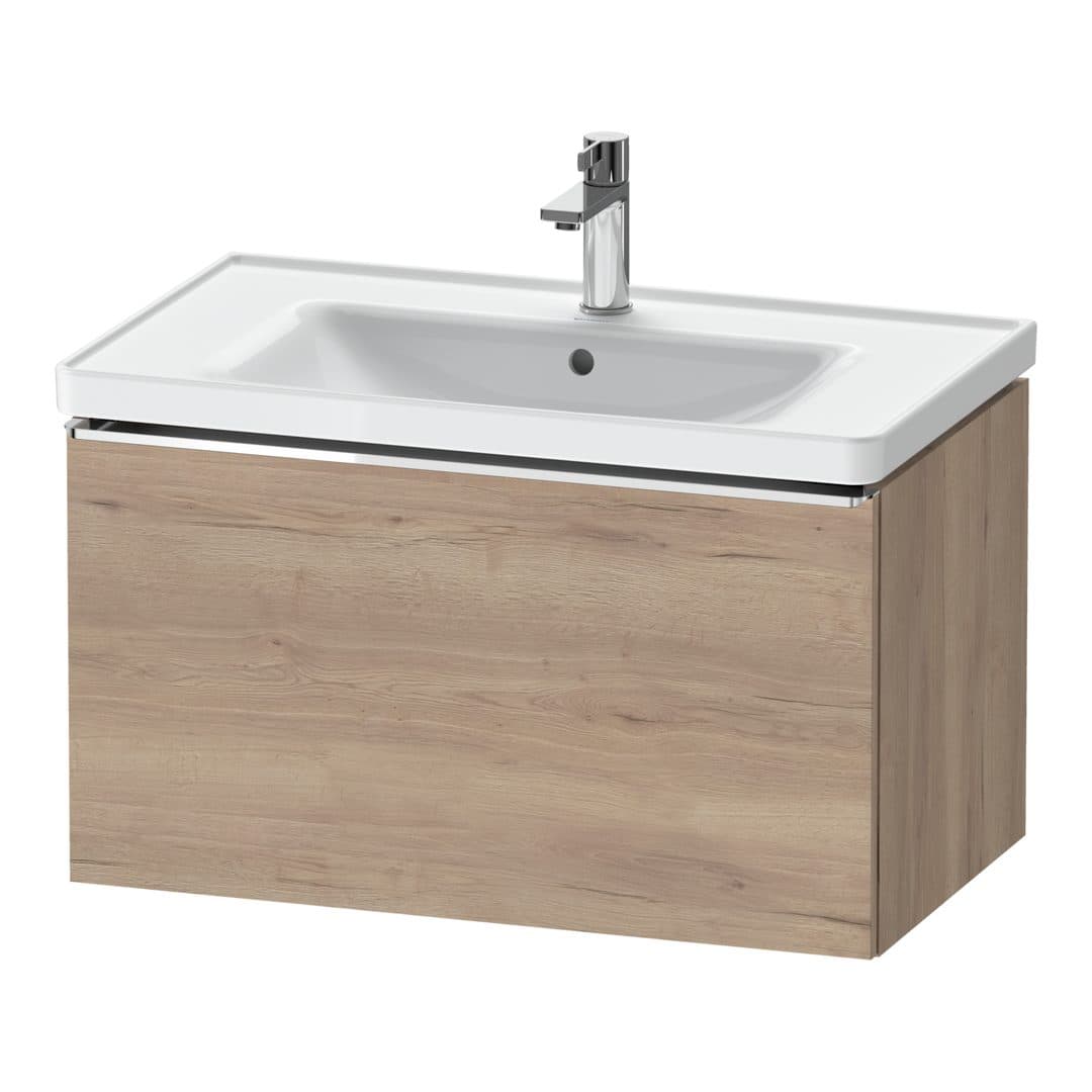Duravit D-Neo – Έπιπλο Νιπτήρα – 784 mm, 1 συρτάρι, νιπτήρας κέντρο, 784 x 452 x 440 mm, Chrome High Gloss – Marbled Oak Matt, Decor (DE4255010550000)