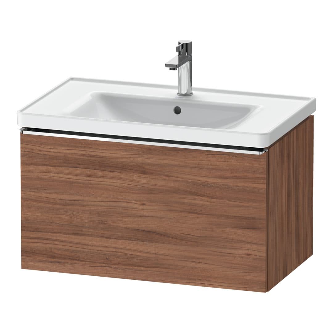 Duravit D-Neo – Έπιπλο Νιπτήρα – 784 mm, 1 συρτάρι, νιπτήρας κέντρο, 784 x 452 x 440 mm, Chrome High Gloss – Walnut Matt, Decor (DE4255010790000)