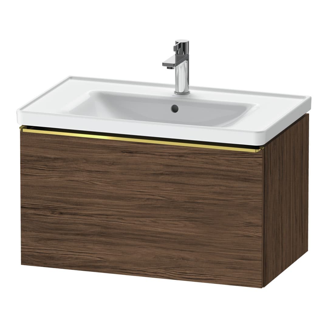 Duravit D-Neo – Έπιπλο Νιπτήρα – 784 mm, 1 συρτάρι, νιπτήρας κέντρο, 784 x 452 x 440 mm, Gold Polished – Walnut dark Matt, Decor (DE4255034210000)
