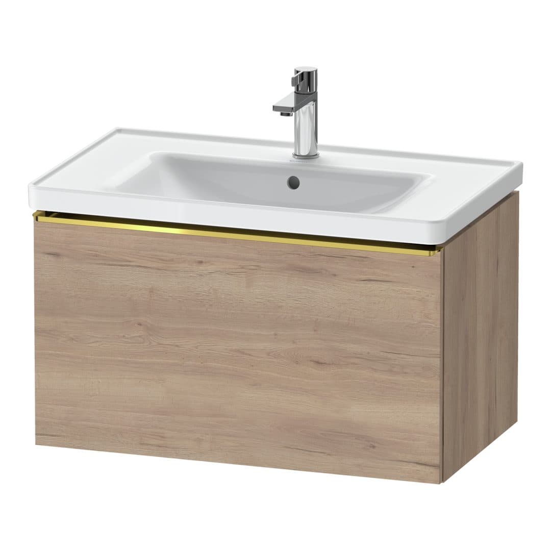 Duravit D-Neo – Έπιπλο Νιπτήρα – 784 mm, 1 συρτάρι, νιπτήρας κέντρο, 784 x 452 x 440 mm, Gold Polished – Marbled Oak Matt, Decor (DE4255034550000)