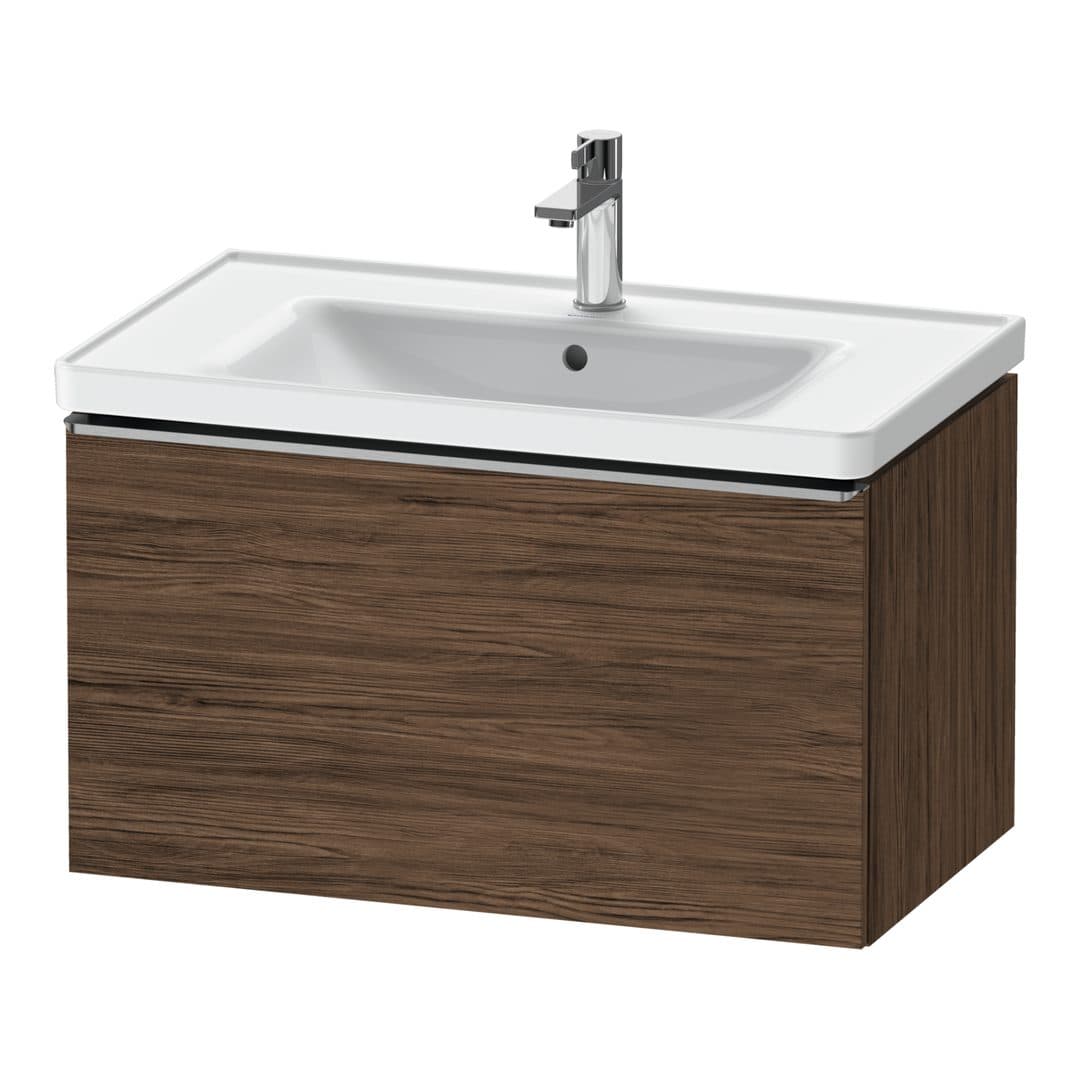 Duravit D-Neo – Έπιπλο Νιπτήρα – 784 mm, 1 συρτάρι, νιπτήρας κέντρο, 784 x 452 x 440 mm, Stainless steel Brushed – Walnut dark Matt, Decor (DE4255070210000)