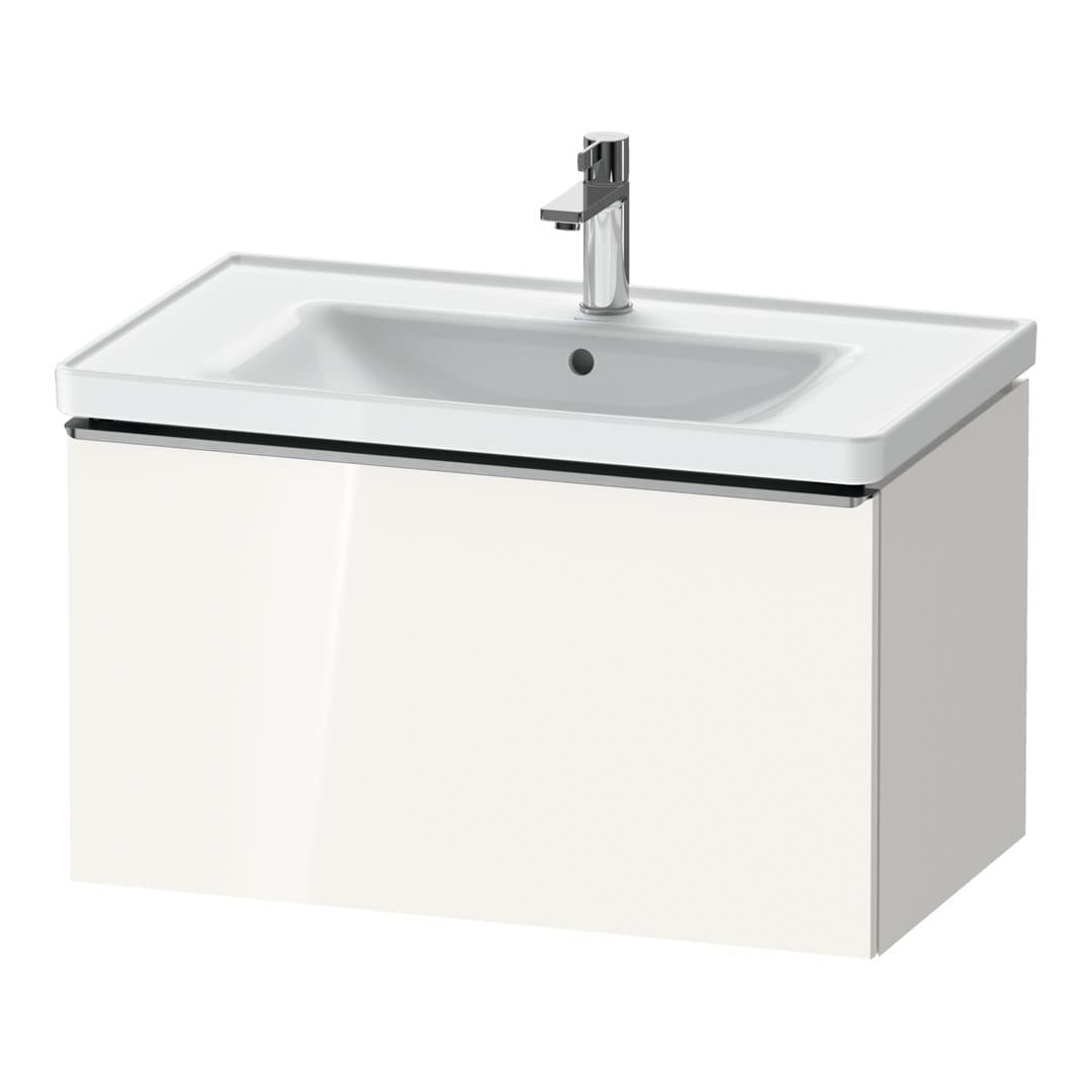 Duravit D-Neo – Έπιπλο Νιπτήρα – 784 mm, 1 συρτάρι, νιπτήρας κέντρο, 784 x 452 x 440 mm, Stainless steel Brushed – White High Gloss, Decor (DE4255070220000)