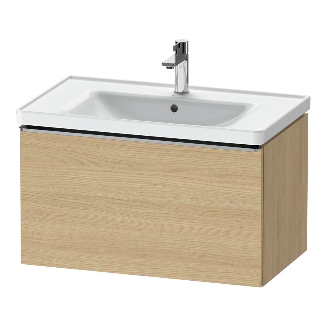 Duravit D-Neo – Έπιπλο Νιπτήρα – 784 mm, 1 συρτάρι, νιπτήρας κέντρο, 784 x 452 x 440 mm, Stainless steel Brushed – Natural oak, Decor (DE4255070300000)