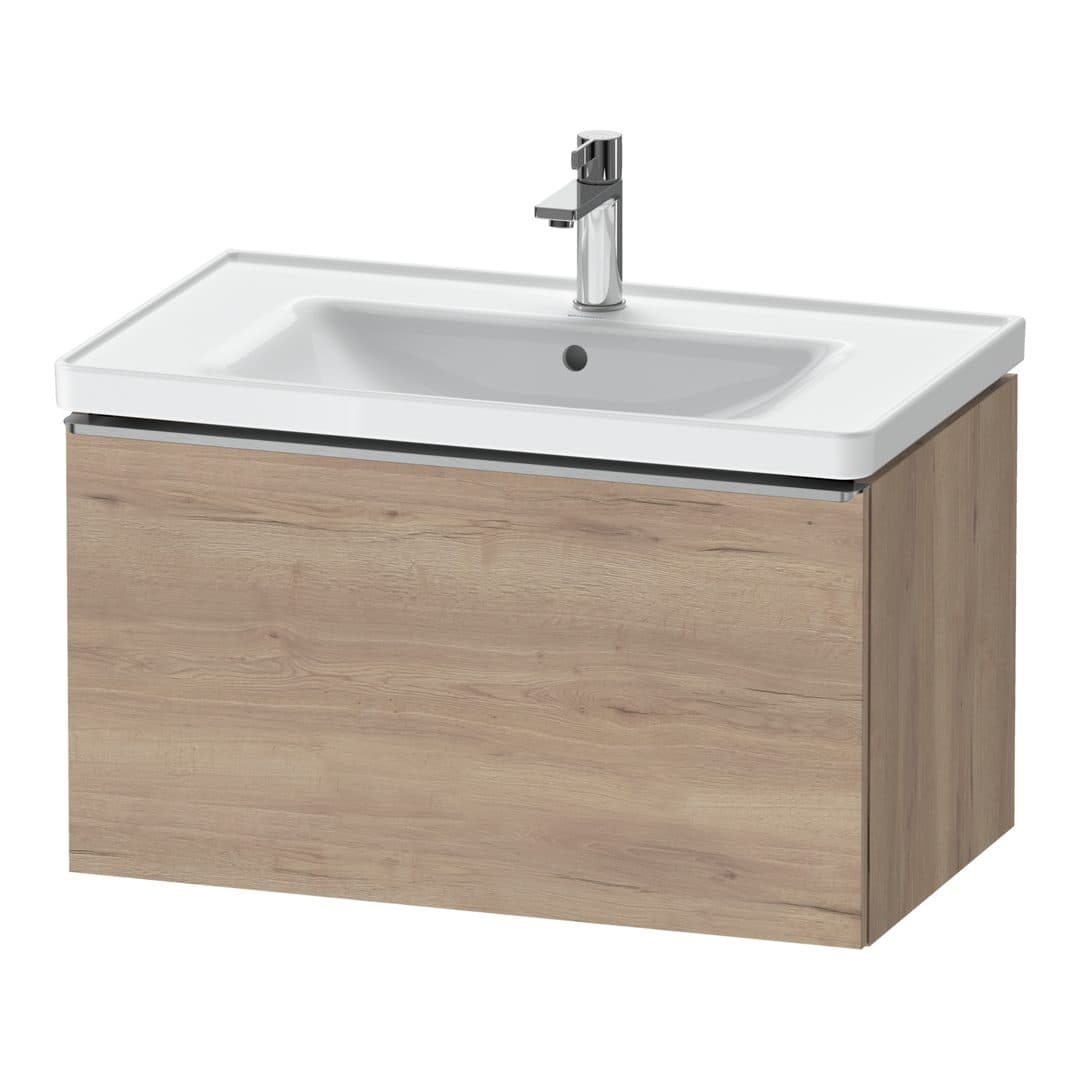 Duravit D-Neo – Έπιπλο Νιπτήρα – 784 mm, 1 συρτάρι, νιπτήρας κέντρο, 784 x 452 x 440 mm, Stainless steel Brushed – Marbled Oak Matt, Decor (DE4255070550000)