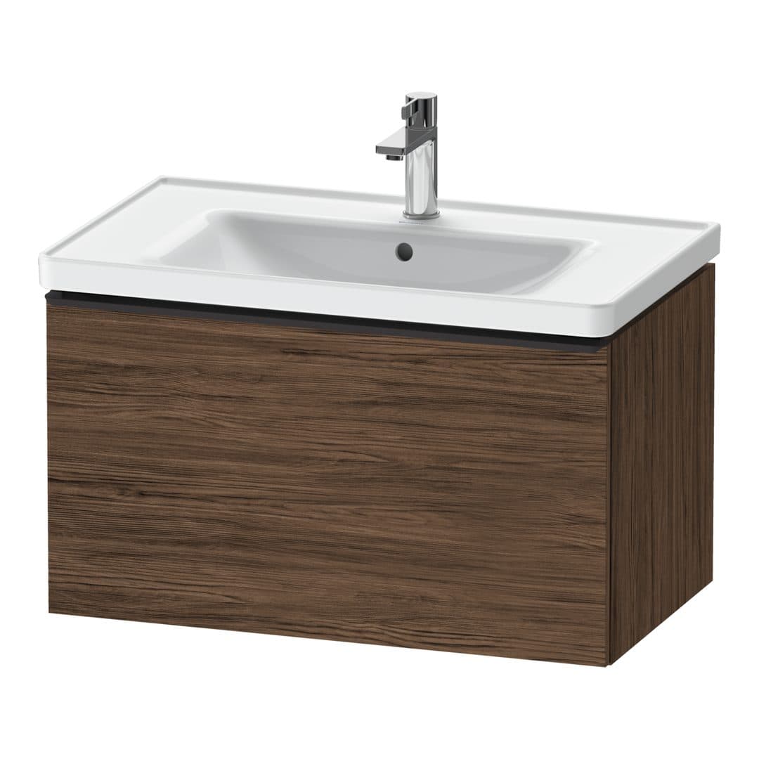 Duravit D-Neo – Έπιπλο Νιπτήρα – 784 mm, 1 συρτάρι, νιπτήρας κέντρο, 784 x 452 x 440 mm, Diamond black Matt – Walnut dark Matt, Decor (DE42550BD210000)