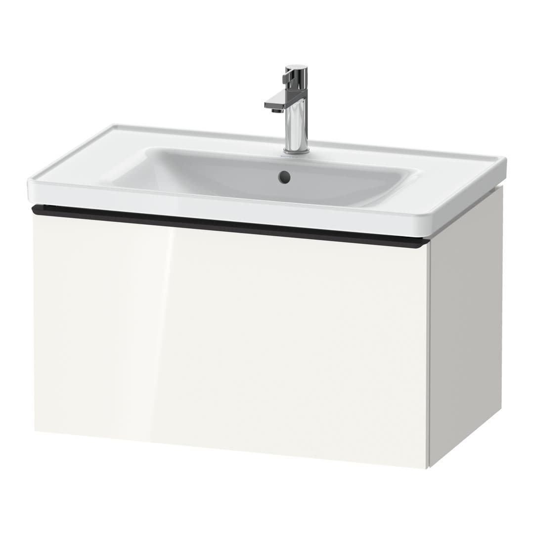 Duravit D-Neo – Έπιπλο Νιπτήρα – 784 mm, 1 συρτάρι, νιπτήρας κέντρο, 784 x 452 x 440 mm, Diamond black Matt – White High Gloss, Decor (DE42550BD220000)