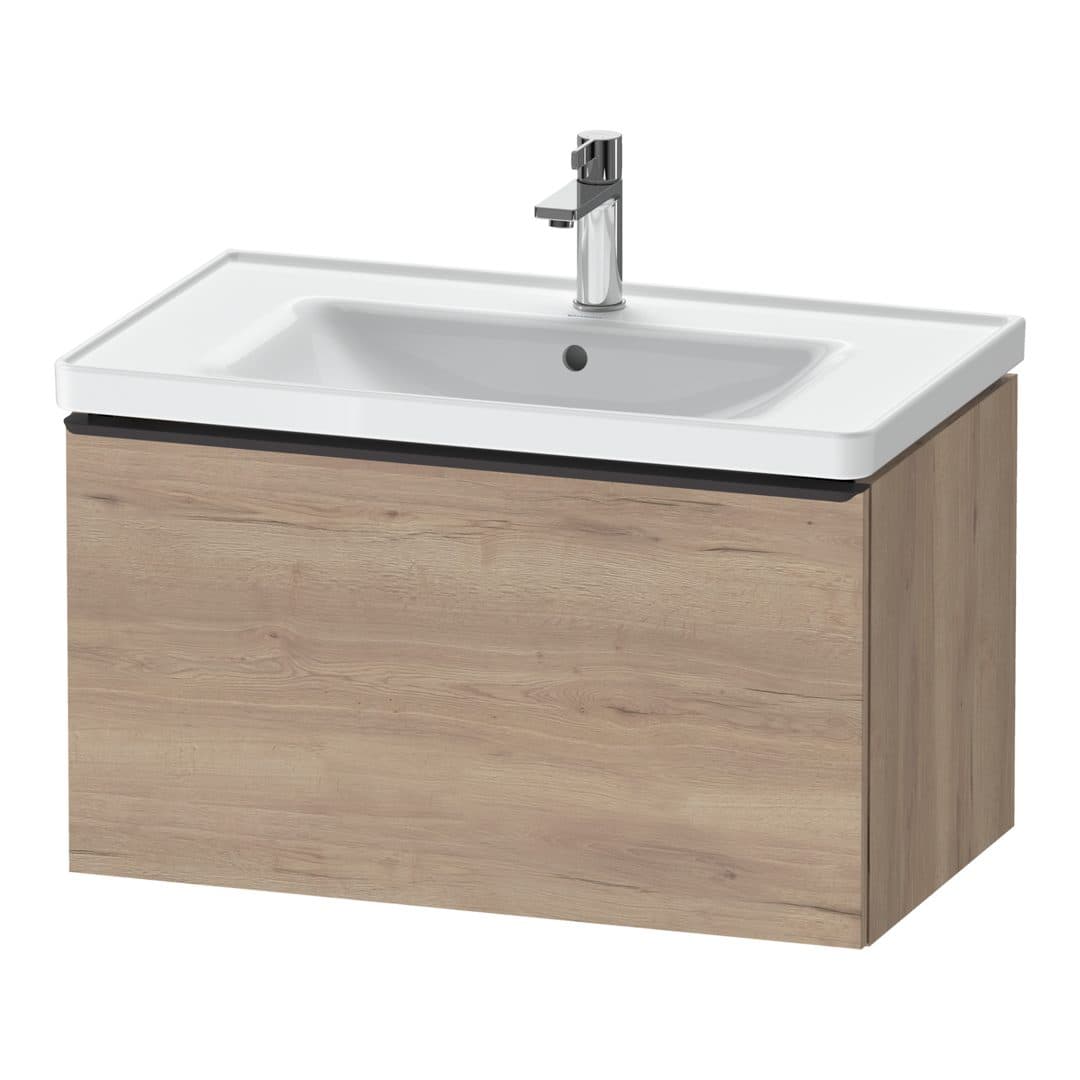 Duravit D-Neo – Έπιπλο Νιπτήρα – 784 mm, 1 συρτάρι, νιπτήρας κέντρο, 784 x 452 x 440 mm, Diamond black Matt – Marbled Oak Matt, Decor (DE42550BD550000)