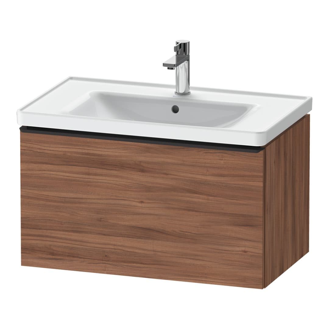 Duravit D-Neo – Έπιπλο Νιπτήρα – 784 mm, 1 συρτάρι, νιπτήρας κέντρο, 784 x 452 x 440 mm, Diamond black Matt – Walnut Matt, Decor (DE42550BD790000)