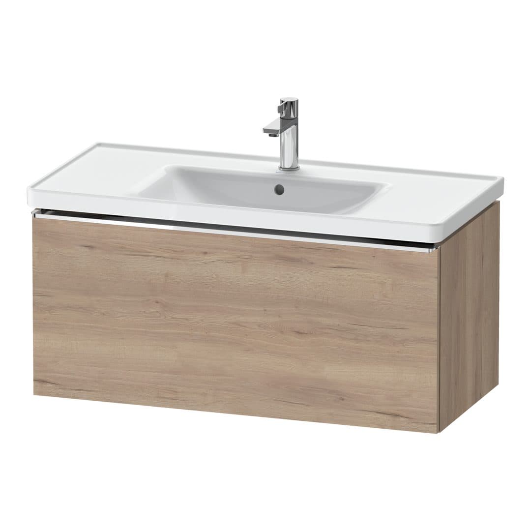 Duravit D-Neo – Έπιπλο Νιπτήρα – 984 mm, 1 συρτάρι, νιπτήρας κέντρο, 984 x 452 x 440 mm, Chrome High Gloss – Marbled Oak Matt, Decor (DE4256010550000)
