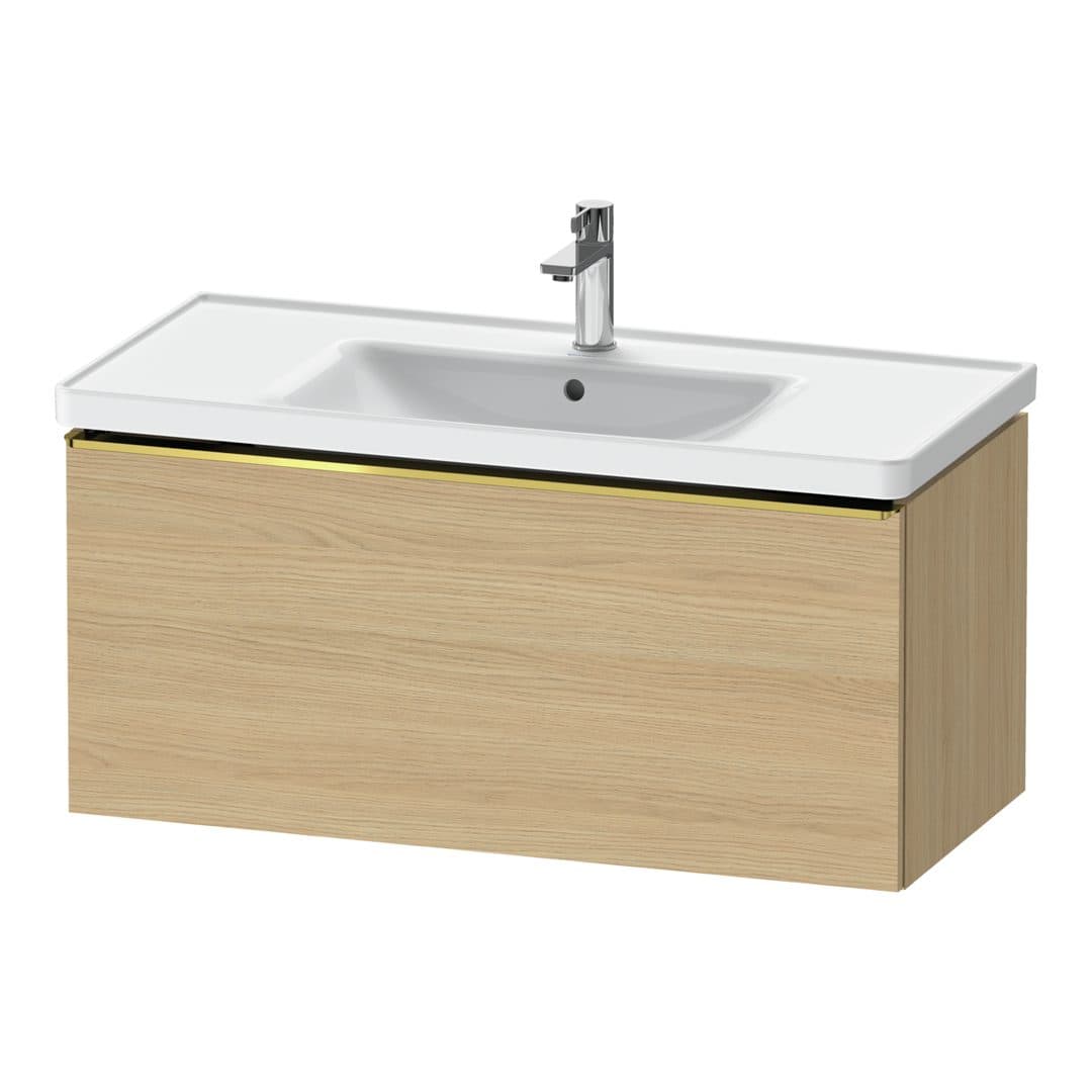 Duravit D-Neo – Έπιπλο Νιπτήρα – 984 mm, 1 συρτάρι, νιπτήρας κέντρο, 984 x 452 x 440 mm, Gold Polished – Natural oak, Decor (DE4256034300000)