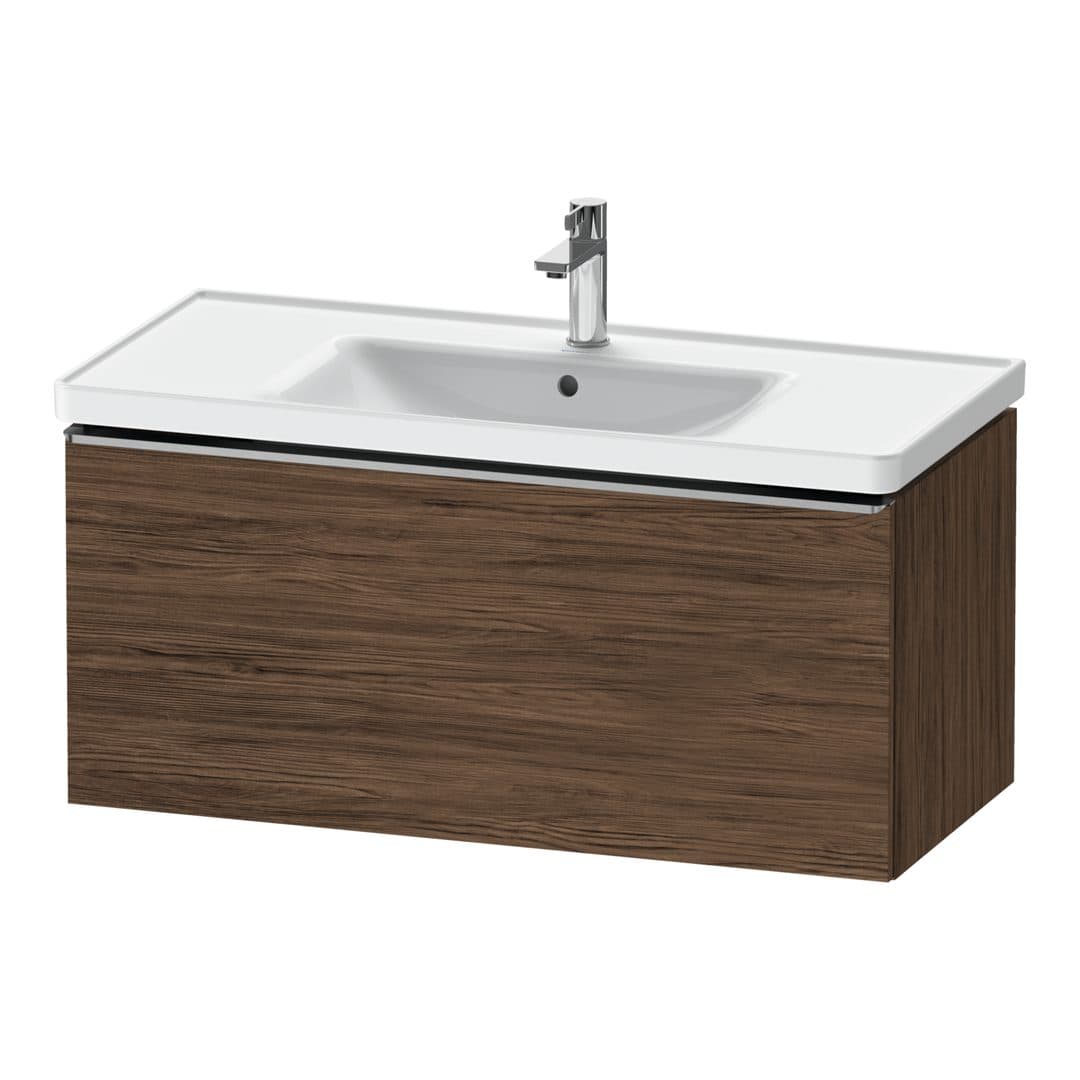 Duravit D-Neo – Έπιπλο Νιπτήρα – 984 mm, 1 συρτάρι, νιπτήρας κέντρο, 984 x 452 x 440 mm, Stainless steel Brushed – Walnut dark Matt, Decor (DE4256070210000)