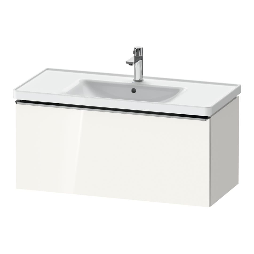 Duravit D-Neo – Έπιπλο Νιπτήρα – 984 mm, 1 συρτάρι, νιπτήρας κέντρο, 984 x 452 x 440 mm, Stainless steel Brushed – White High Gloss, Decor (DE4256070220000)