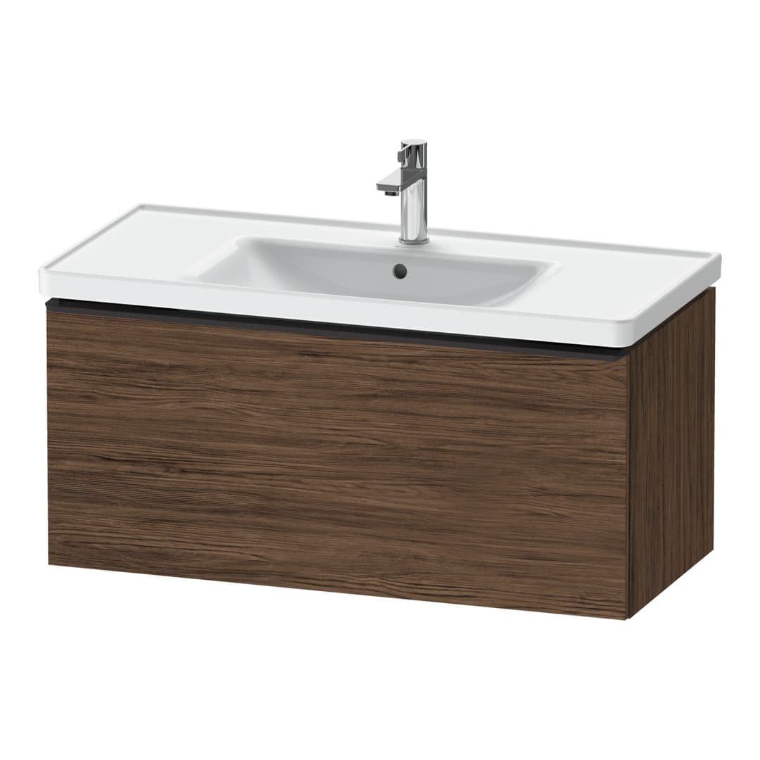 Duravit D-Neo – Έπιπλο Νιπτήρα – 984 mm, 1 συρτάρι, νιπτήρας κέντρο, 984 x 452 x 440 mm, Diamond black Matt – Walnut dark Matt, Decor (DE42560BD210000)