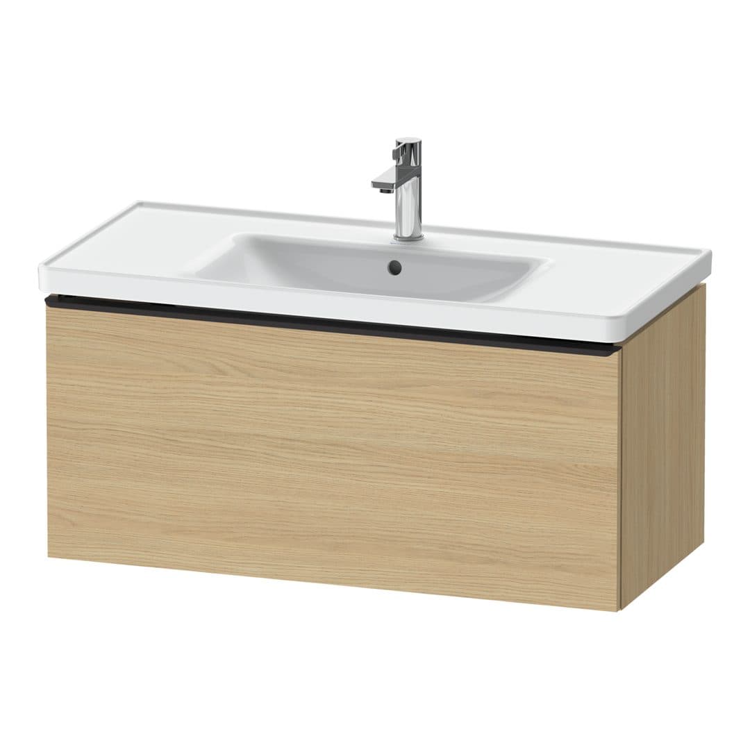 Duravit D-Neo – Έπιπλο Νιπτήρα – 984 mm, 1 συρτάρι, νιπτήρας κέντρο, 984 x 452 x 440 mm, Diamond black Matt – Natural oak, Decor (DE42560BD300000)