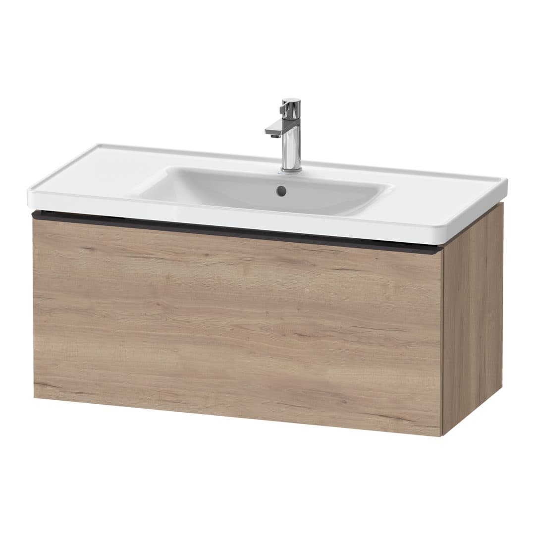Duravit D-Neo – Έπιπλο Νιπτήρα – 984 mm, 1 συρτάρι, νιπτήρας κέντρο, 984 x 452 x 440 mm, Diamond black Matt – Marbled Oak Matt, Decor (DE42560BD550000)