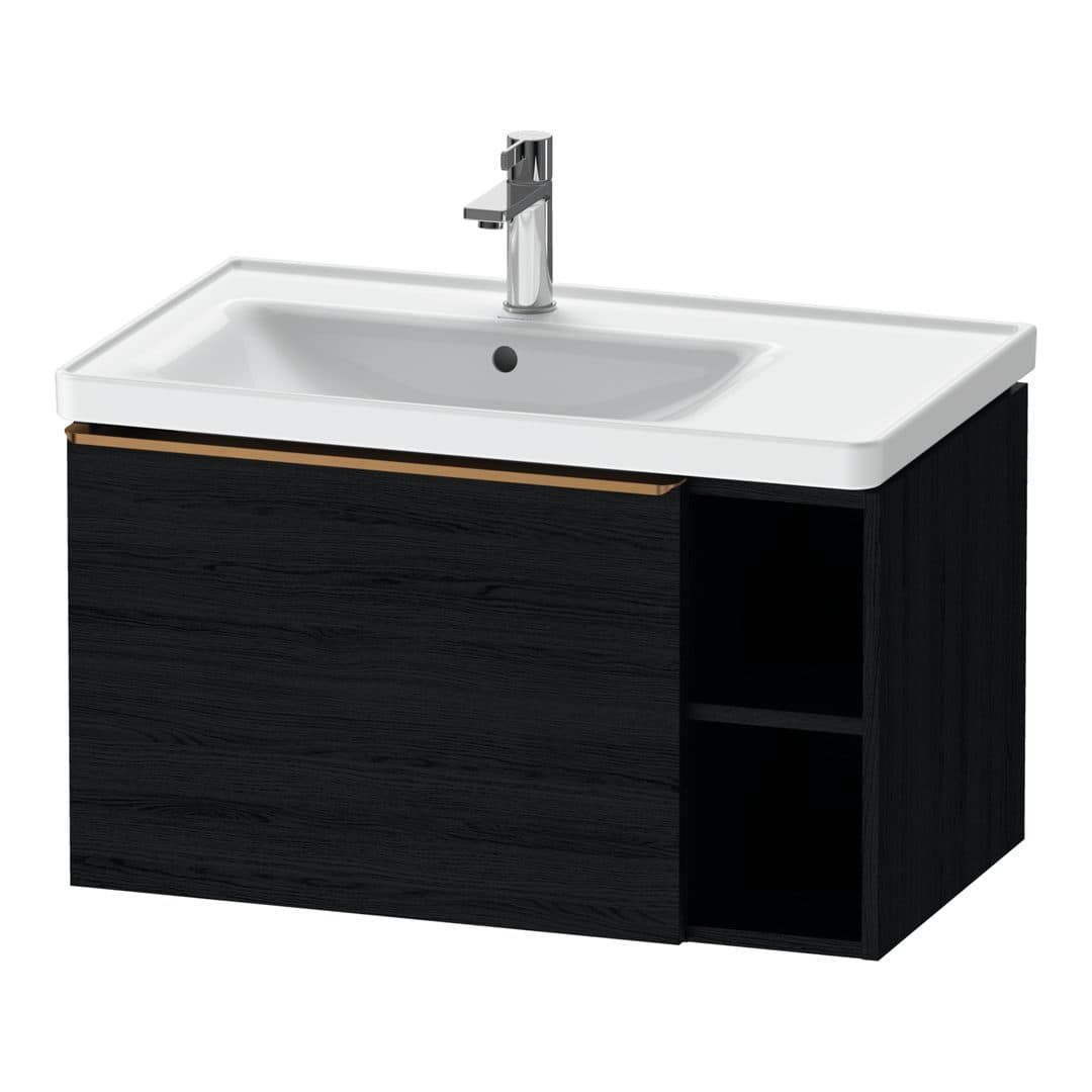 Duravit D-Neo – Έπιπλο Νιπτήρα – 784 mm, 1 συρτάρι, νιπτήρας αριστερά, Bronze Brushed – Black oak Matt, Decor (DE4258004160000)