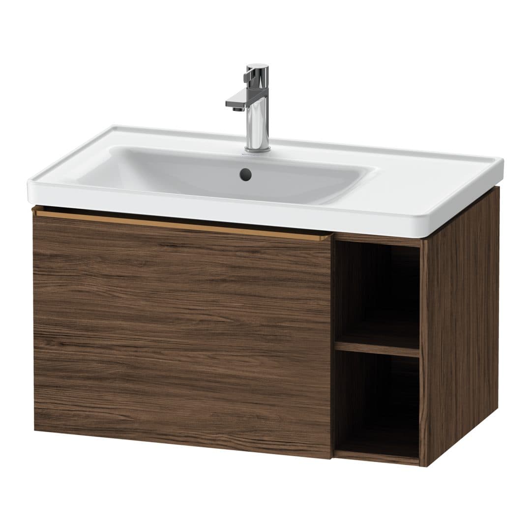 Duravit D-Neo – Έπιπλο Νιπτήρα – 784 mm, 1 συρτάρι, νιπτήρας αριστερά, Bronze Brushed – Walnut dark Matt, Decor (DE4258004210000)
