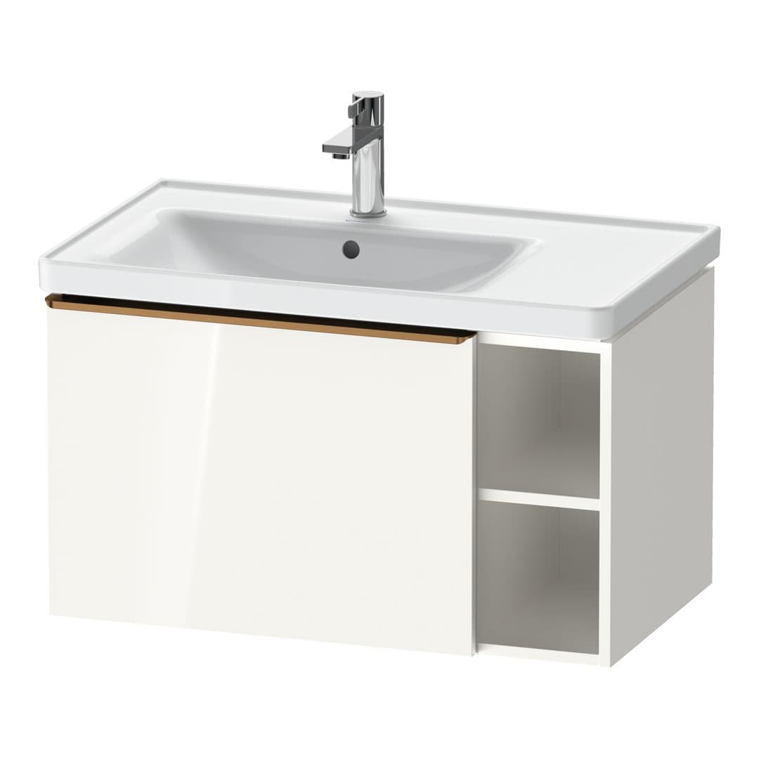 Duravit D-Neo – Έπιπλο Νιπτήρα – 784 mm, 1 συρτάρι, νιπτήρας αριστερά, Bronze Brushed – White High Gloss, Decor (DE4258004220000)