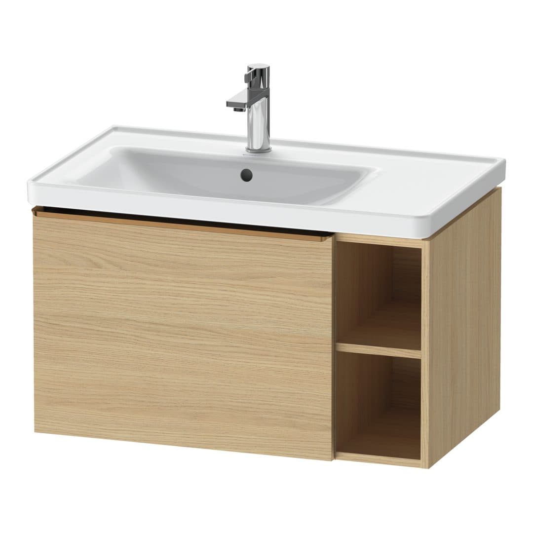 Duravit D-Neo – Έπιπλο Νιπτήρα – 784 mm, 1 συρτάρι, νιπτήρας αριστερά, Bronze Brushed – Natural oak, Decor (DE4258004300000)