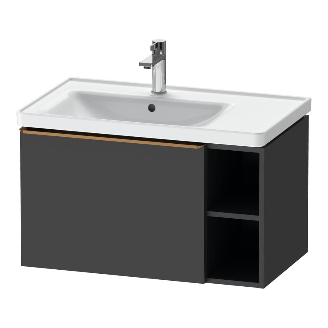 Duravit D-Neo – Έπιπλο Νιπτήρα – 784 mm, 1 συρτάρι, νιπτήρας αριστερά, Bronze Brushed – Graphite Matt, Decor (DE4258004490000)