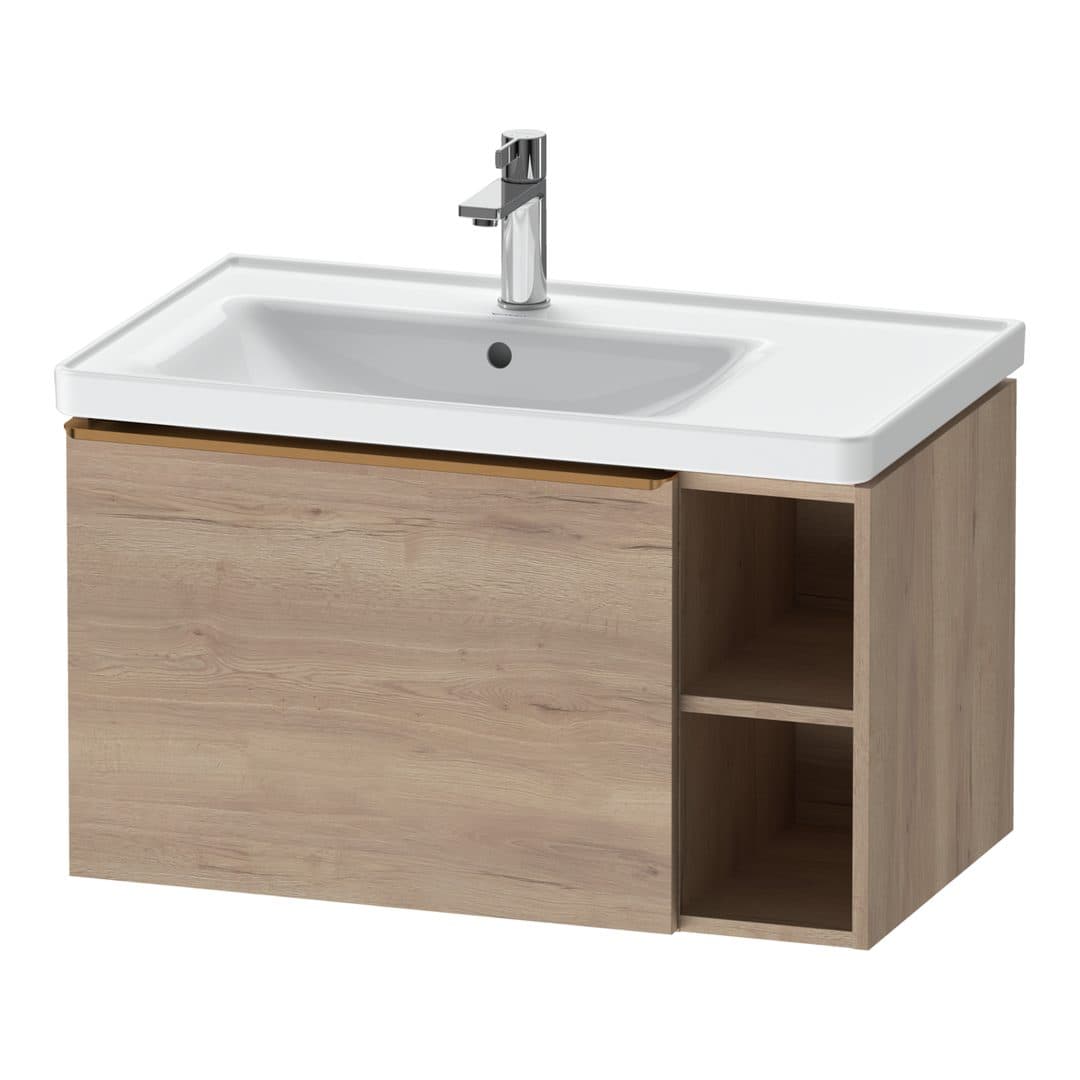 Duravit D-Neo – Έπιπλο Νιπτήρα – 784 mm, 1 συρτάρι, νιπτήρας αριστερά, Bronze Brushed – Marbled Oak Matt, Decor (DE4258004550000)