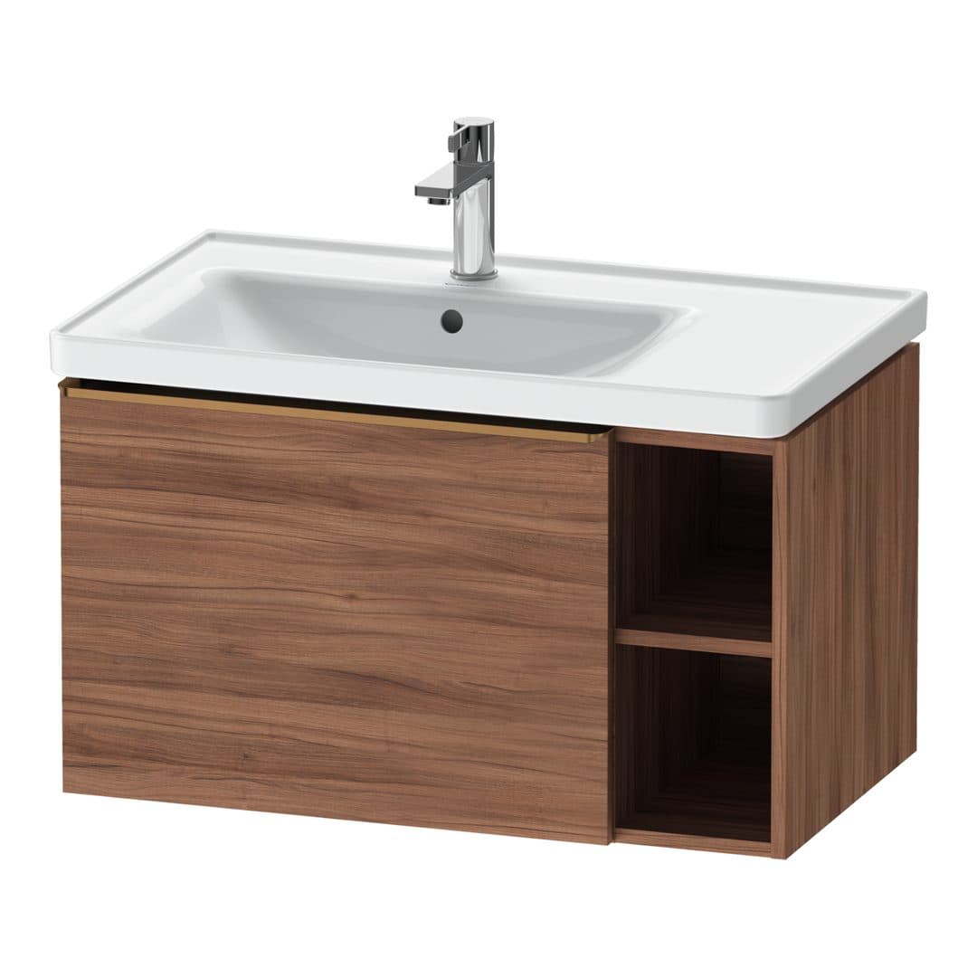 Duravit D-Neo – Έπιπλο Νιπτήρα – 784 mm, 1 συρτάρι, νιπτήρας αριστερά, Bronze Brushed – Walnut Matt, Decor (DE4258004790000)