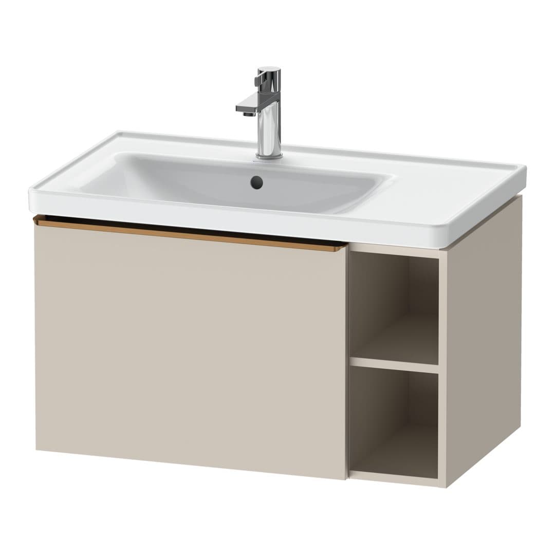 Duravit D-Neo – Έπιπλο Νιπτήρα – 784 mm, 1 συρτάρι, νιπτήρας αριστερά, Bronze Brushed – Taupe Matt, Decor (DE4258004910000)