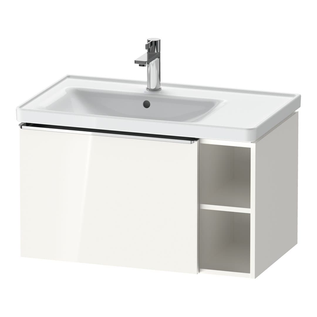 Duravit D-Neo – Έπιπλο Νιπτήρα – 784 mm, 1 συρτάρι, νιπτήρας αριστερά, Chrome High Gloss – White High Gloss, Decor (DE4258010220000)