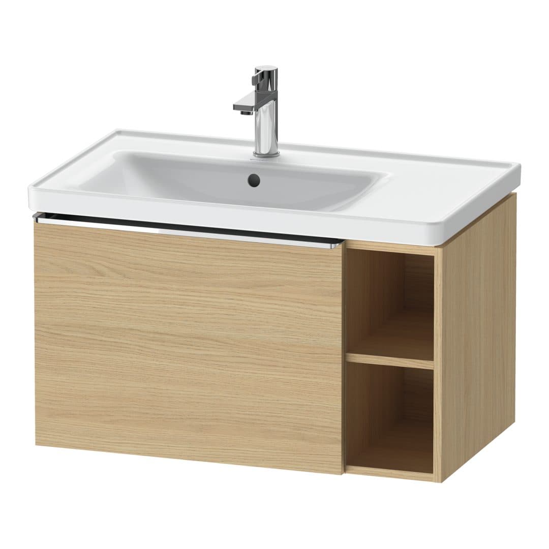 Duravit D-Neo – Έπιπλο Νιπτήρα – 784 mm, 1 συρτάρι, νιπτήρας αριστερά, Chrome High Gloss – Natural oak, Decor (DE4258010300000)