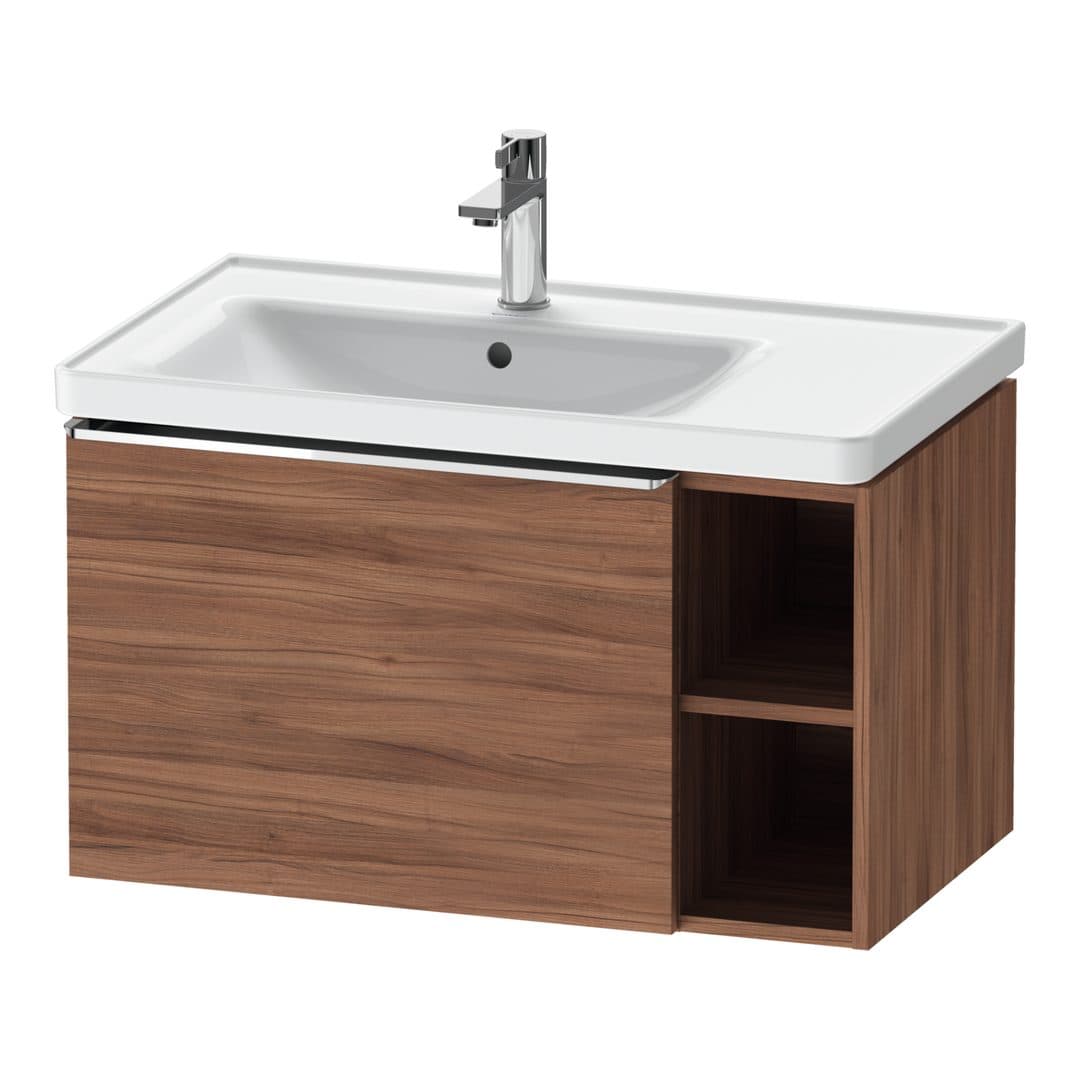 Duravit D-Neo – Έπιπλο Νιπτήρα – 784 mm, 1 συρτάρι, νιπτήρας αριστερά, Chrome High Gloss – Walnut Matt, Decor (DE4258010790000)