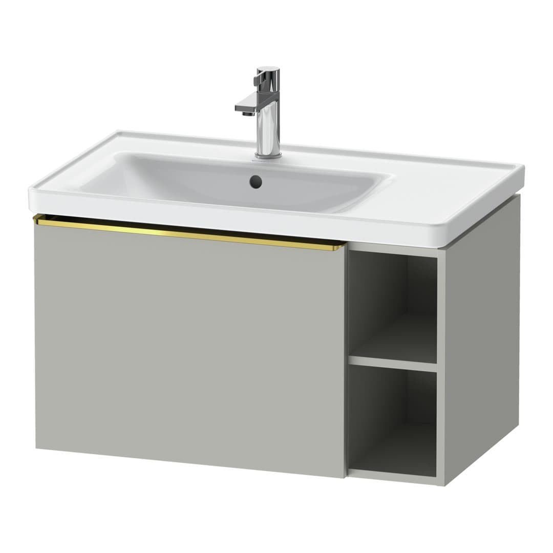 Duravit D-Neo – Έπιπλο Νιπτήρα – 784 mm, 1 συρτάρι, νιπτήρας αριστερά, Gold Polished – Concrete grey Matt, Decor (DE4258034070000)