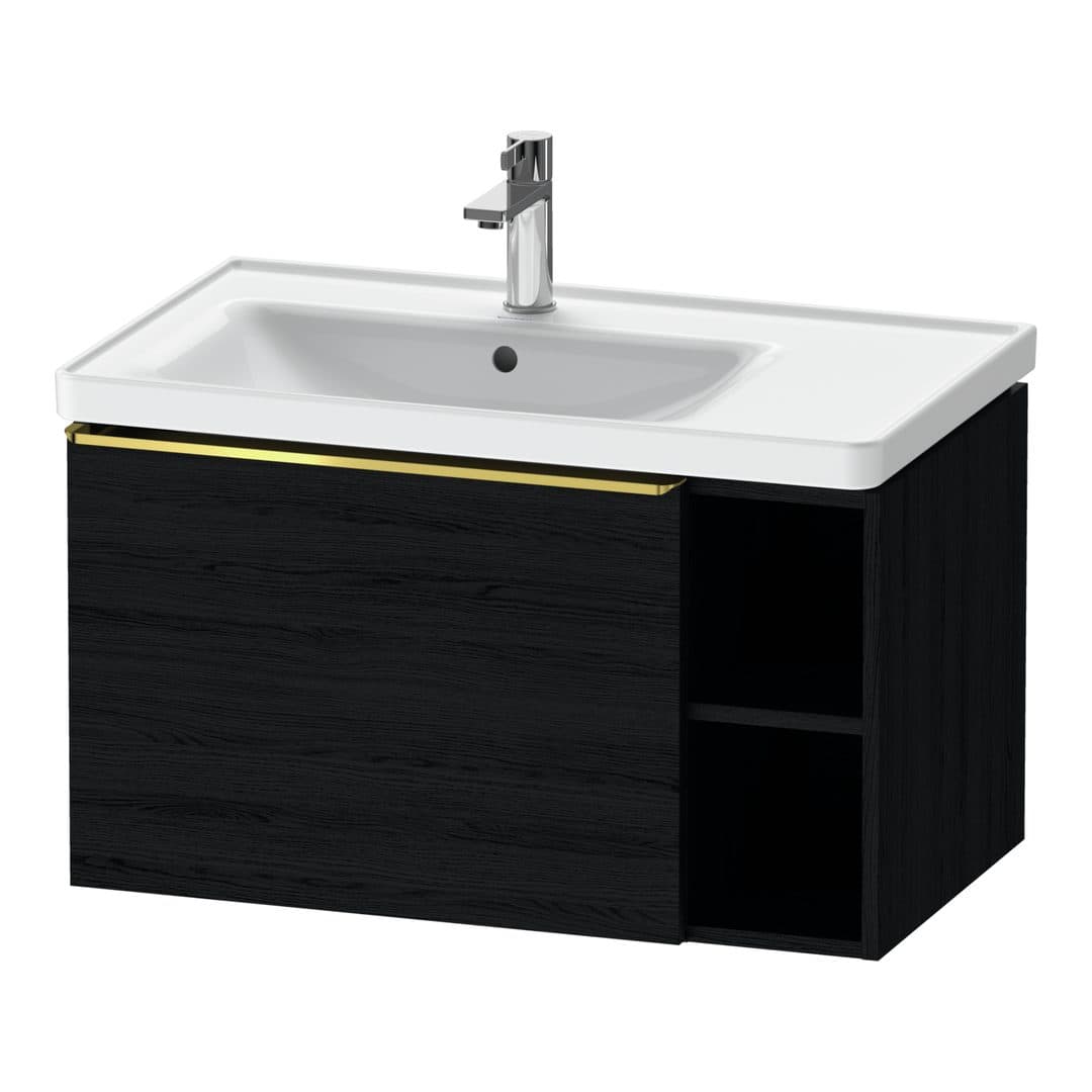 Duravit D-Neo – Έπιπλο Νιπτήρα – 784 mm, 1 συρτάρι, νιπτήρας αριστερά, Gold Polished – Black oak Matt, Decor (DE4258034160000)