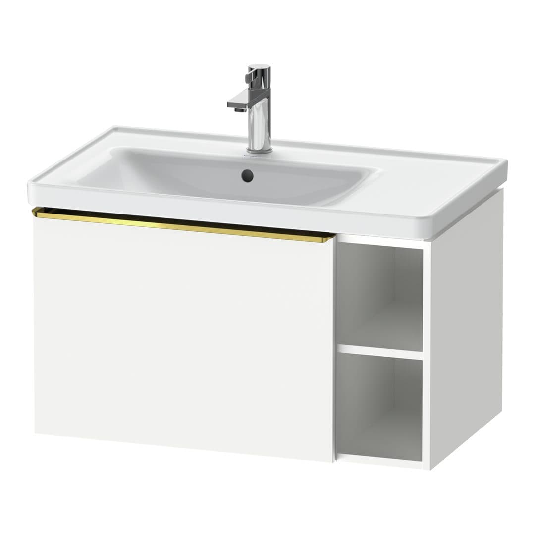 Duravit D-Neo – Έπιπλο Νιπτήρα – 784 mm, 1 συρτάρι, νιπτήρας αριστερά, Gold Polished – White Matt, Decor (DE4258034180000)