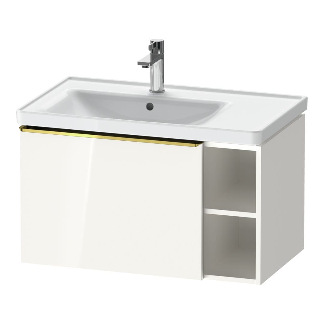 Duravit D-Neo – Έπιπλο Νιπτήρα – 784 mm, 1 συρτάρι, νιπτήρας αριστερά, Gold Polished – White High Gloss, Decor (DE4258034220000)